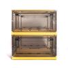 Best Home Fashion 2 packs X-LARGE Storage Bins Side Opening, Stackable Lid Collapsible, Foldable, Easy Tidy Up with Storage Box, Ideal for Home & Office Organization Storage Cube (X-Large, Yellow) view 1