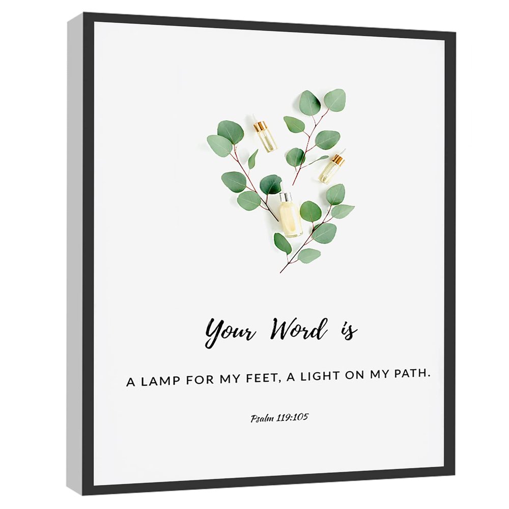 RCVTVPV Psalm 119 105 Wall Art Thy Word Is A Lamp Unto My Feet And Light Unto My Path Poster Canvas Wall Art For Home Office Framed Ready to Hang 8"x12"
