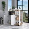 DEPOT E-SHOP Kitchen Cart 35" H, 4 Open Shelves, Double Door Cabinet, 4 Casters - Light Oak/White view 3