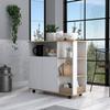 DEPOT E-SHOP Kitchen Cart 35" H, 4 Open Shelves, Double Door Cabinet, 4 Casters - Light Oak/White view 4