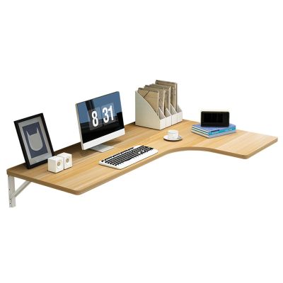 LIGUOYI Fold Down Floating Desk L-Shaped Wall Mounted Computer Desk, Drop Leaf Wooden Desk for Office Home Bedroom, Left/Right Turn Angle, 4 Colors Customizable Size Study Desk Workstation