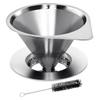 LHS Pour Over Coffee Dripper Reusable Coffee Filter Paperless Coffee Filter Stainless Steel Pour Over Coffee Maker Cone Coffee Dripper for 1-2 Cup,Silver view 1