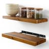 BATODA Set of 2 17" Acacia Wood Floating Shelves Wall Mounted Rustic Farmhouse Wooden Wall Storage Shelf for Bedroom, Kitchen, Home Dcor - Brackets and Shelving Mounting Hardware Included view 1