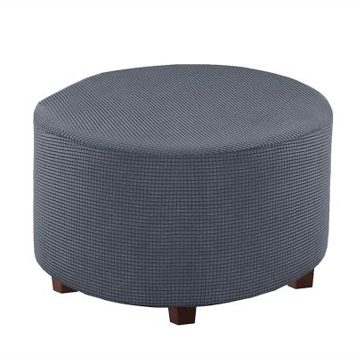 XJHKG Stretch Footrest Ottoman Covers Round Stool Slipcover Ottoman Footstool Protector for Living Room (Color : Grey, Size : M(22.8-25.6in))