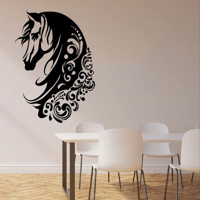 Beautiful Mare Horse Silhouette Portrait Mare Horses Silhouette Horse Horses Vinyl Wall Art Sticker Wall Decal Home Room Farm House Room Girls Boys Room Wall Dcoration Design Size (20x14 inch)