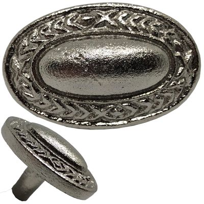 Antique Hardware Depot - 1.5"- Oval Dome Vine Style Handle in a Vintage Style Decor - use as Barn Door, Gate, Drawer and Cabinet Pull, Classic Iron Made Country Farmhouse pulls Silver color-BB512