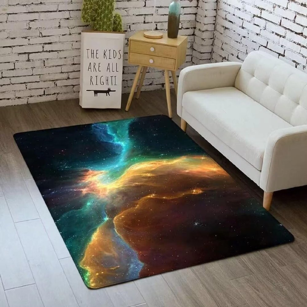Extra Large Universe Nebula Theme Area Rugs for Living Dining Room 3D Galaxy Starry Sky Throw Rugs Bedroom Washable Floor Mats Playroom Carpet,6'9'