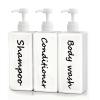 21oz Shampoo and Conditioner Dispenser (Set of 3) Modern Refillable Shampoo Pump Bottles for Shower Soap - Empty Shampoo Conditioner Body Wash Dispenser Set - Stylish Permanent Labels - for Bathroom view 1
