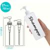 21oz Shampoo and Conditioner Dispenser (Set of 3) Modern Refillable Shampoo Pump Bottles for Shower Soap - Empty Shampoo Conditioner Body Wash Dispenser Set - Stylish Permanent Labels - for Bathroom view 2