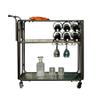 BOOMLATU Black Rolling Wine Bar Cart 3 Tiered Glass Shelves with Lockable Casters for Home Kitchen Club Bar 28.7" L x 17.3" W x 29.5" H view 1