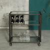 BOOMLATU Black Rolling Wine Bar Cart 3 Tiered Glass Shelves with Lockable Casters for Home Kitchen Club Bar 28.7" L x 17.3" W x 29.5" H view 3