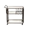 BOOMLATU Black Rolling Wine Bar Cart 3 Tiered Glass Shelves with Lockable Casters for Home Kitchen Club Bar 28.7" L x 17.3" W x 29.5" H view 4