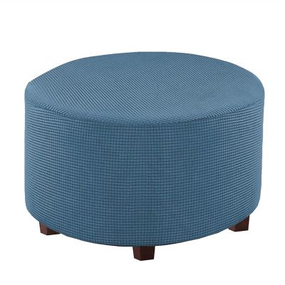 XJHKG Stretch Footrest Ottoman Covers Round Stool Slipcover Ottoman Footstool Protector for Living Room (Color : SkyBlue, Size : M(22.8-25.6in))