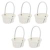Woven Basket, 5PCS MIni Cute Basket for Weddings, 3.54in Small White Flower Petal, Flower s for Desk, Small with Handle (3.54X3.34X5.89inch) view 1