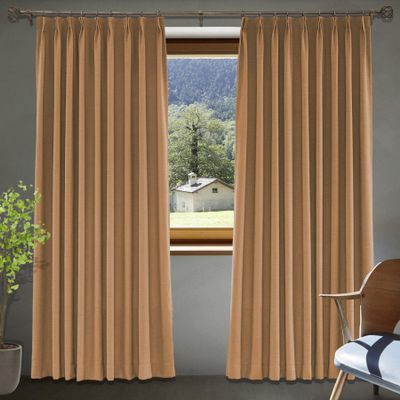 Frelement Blackout Window Curtain Panels, Light Blocking Drapes with Blackout Lining for Living Room, 84 inches Long Thermal Insulated Pinch Pleat Curtains (2 Panels, 70" W x 84" L, Orange Copper)