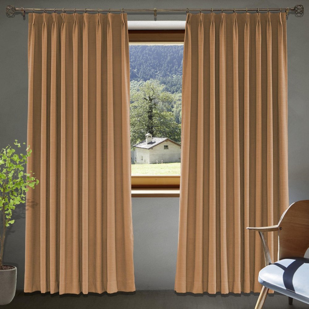 Frelement Blackout Window Curtain Panels, Light Blocking Drapes with Blackout Lining for Living Room, 84 inches Long Thermal Insulated Pinch Pleat Curtains (2 Panels, 70" W x 84" L, Orange Copper)