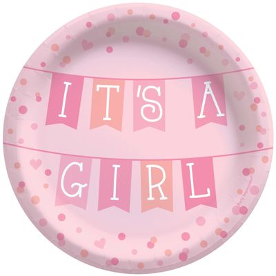 Amscan Paper Plates - 8 Pcs., It's a Girl, 6.75", Pink