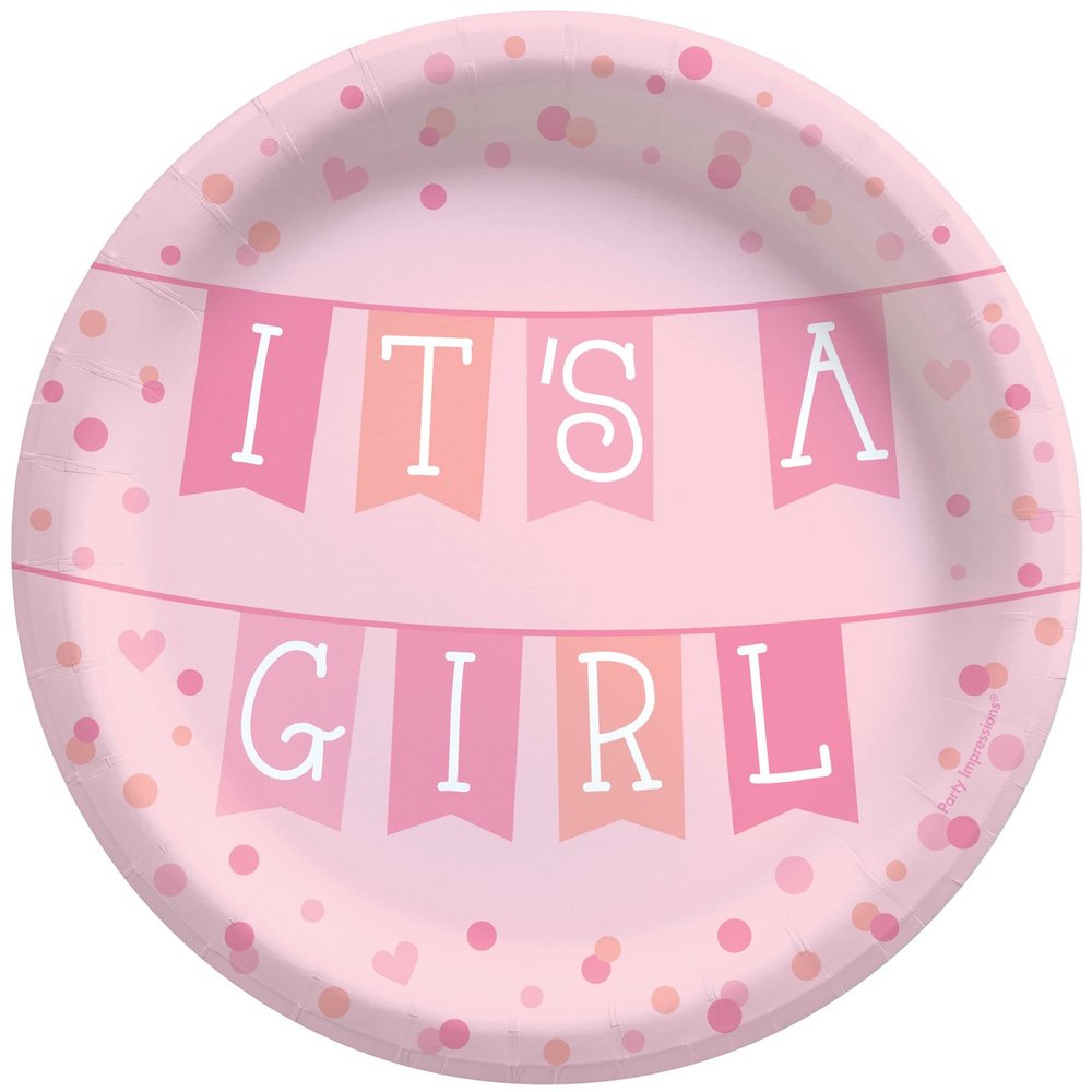 Amscan Paper Plates - 8 Pcs., It's a Girl, 6.75", Pink