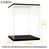 LASOA Acrylic Display Case for Collectibles with LED Light, Alternative Glass Display Box With Black Base and Lid, Self-Assembly Clear Storage Showcase for Figurine Memorabilia (6x6x10inch;15x15x25cm) view 2