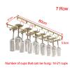 7 Rows Under Cabinet Wine Glass Rack, Hanging Stemware Holder, 304 Stainless Steel Hanger Storage Shelf, Stemware Wine Glass Holder Storage Hanger For Bar Kitchen Cabinet ( Size : Width:22.5cm ) view 3