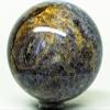2.3" 325g Deep Purple w/Golden Fluorite Sphere Polished Rainbow Flash Sparkling Gemstone Crystal Mineral Ball - China + Stand view 2