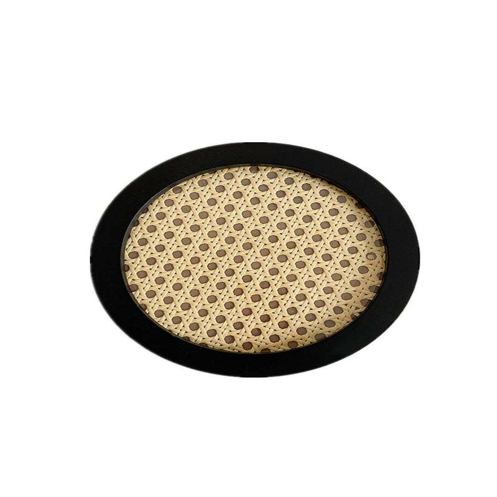 Decorative TrayRattan Black Border Serving Tray, for Farmhouse Kitchen Table Office Desk NIGHTSTAND Decor (S1)
