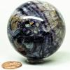 55mm 280g Deep Purple Fluorite w/Inclusions Sphere Polished Natural Rainbow Sparkling Gemstone Crystal Mineral Ball - China + Stand view 3