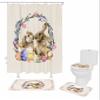 YESOF66 4PCS Bathroom Mat Sets,Easter Rabbits Floral Retro Texture Bathroom Decor Shower Curtain Rugs Bath Mat Non-Slip Toilet Seat Cover Bathroom Mat 66x72in&Large Rugs view 1