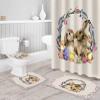 YESOF66 4PCS Bathroom Mat Sets,Easter Rabbits Floral Retro Texture Bathroom Decor Shower Curtain Rugs Bath Mat Non-Slip Toilet Seat Cover Bathroom Mat 66x72in&Large Rugs view 4