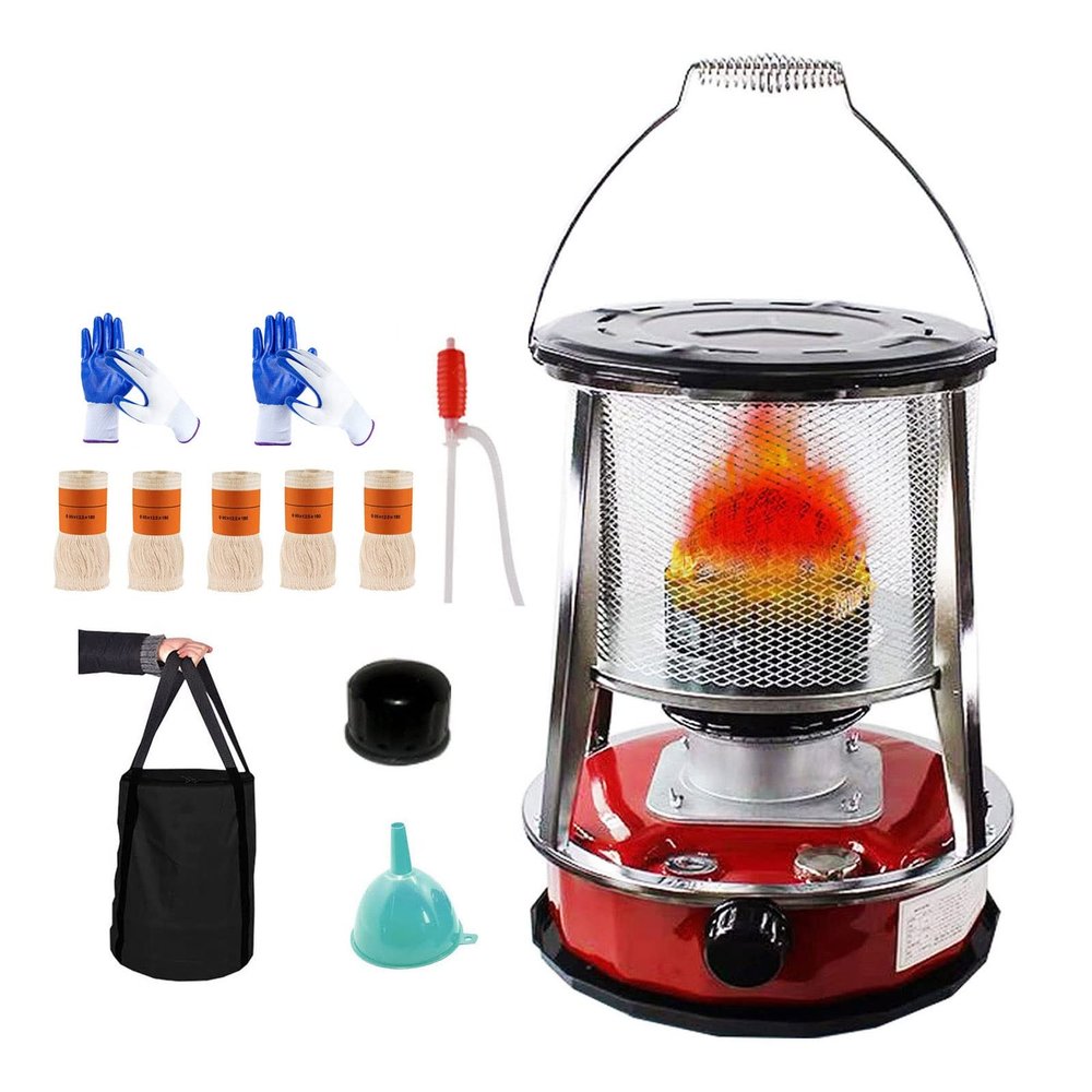 XXLL Kerosene Heater, Portable Emergency Heater, Stainless Steel Kerosene Stove Indoor, Can Be Used Without Electricity, Safe and Easy, for Camping Field Tent Fishing Indoor and Outdoor - Red/White