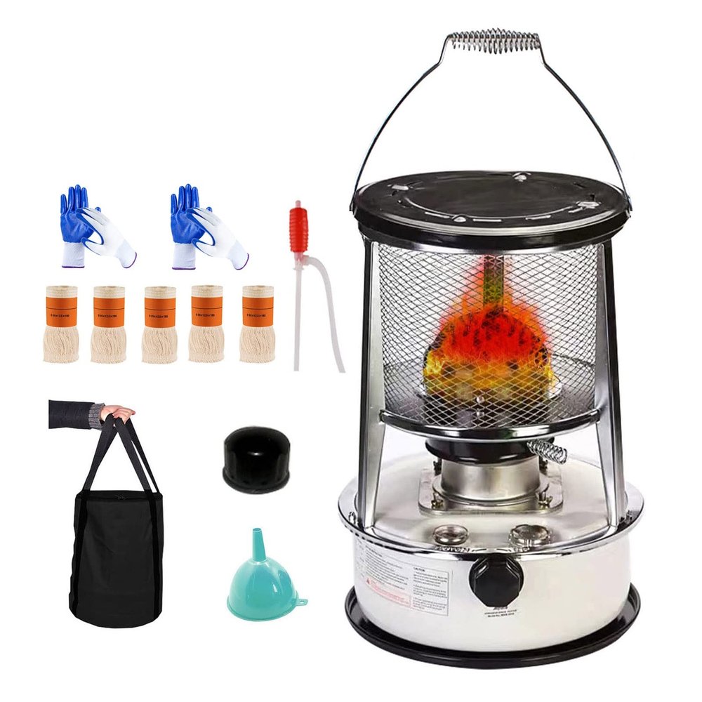 XXLL Kerosene Heater, Portable Emergency Heater, Stainless Steel Kerosene Stove Indoor, Can Be Used Without Electricity, Safe and Easy, for Camping Field Tent Fishing Indoor and Outdoor - Red/White