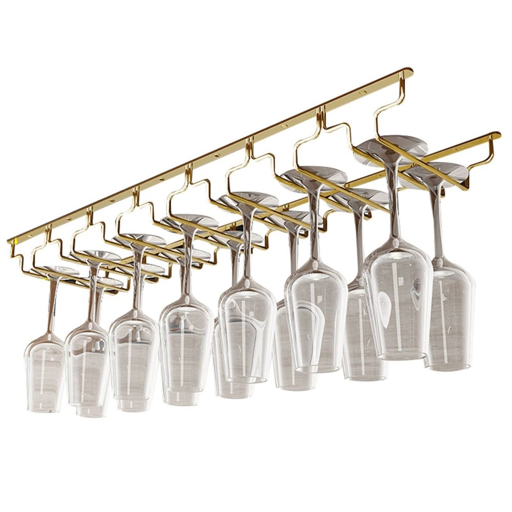 7 Rows Under Cabinet Wine Glass Rack, Hanging Stemware Holder, 304 Stainless Steel Hanger Storage Shelf, Stemware Wine Glass Holder Storage Hanger For Bar Kitchen Cabinet (Size : Width:18cm)