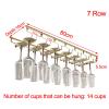 7 Rows Under Cabinet Wine Glass Rack, Hanging Stemware Holder, 304 Stainless Steel Hanger Storage Shelf, Stemware Wine Glass Holder Storage Hanger For Bar Kitchen Cabinet (Size : Width:18cm) view 3