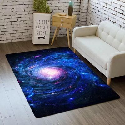 ZSSZO Blue Galaxy Flannel Area Rug for Living Dining Room Non-Slip Starry Sky Large Floor Mats Outer Space Crawling Rugs for Teens Playroom Bedroom,6'9'