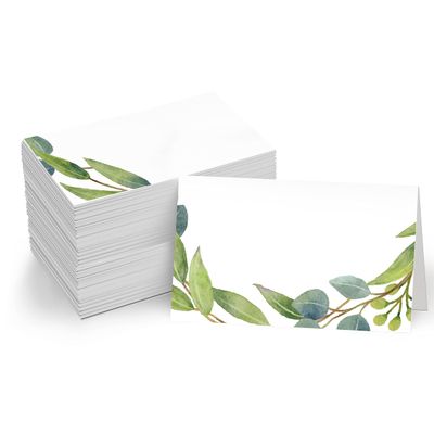 110 PCS Tent Cards, Small Place Cards with Elegant Plant Design Delicate Seating Cards Blank Name Cards Escort Cards for Wedding, Table, Dinner Parties, Receptions (Each Measures 2 x 3.5)