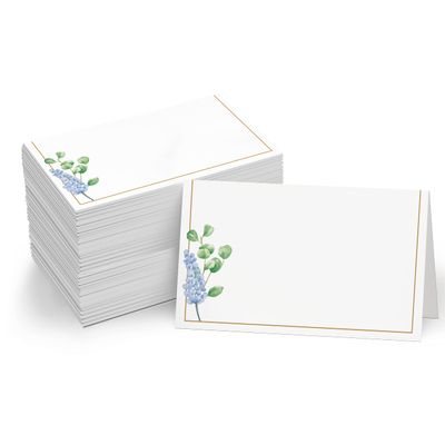 110 PCS Tent Cards, Small Place Cards with Elegant Floral Design Delicate Seating Cards Blank Name Cards Escort Cards for Wedding, Table, Dinner Parties, Receptions (Each Measures 2 x 3.5)