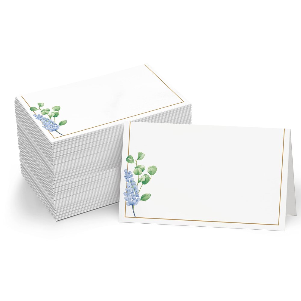 110 PCS Tent Cards, Small Place Cards with Elegant Floral Design Delicate Seating Cards Blank Name Cards Escort Cards for Wedding, Table, Dinner Parties, Receptions (Each Measures 2 x 3.5)