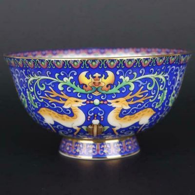 12cm Chinese Jingdezhen Famille Rose Porcelain Deer Pattern Bowl Home Decoration