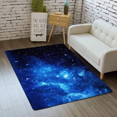 ZSSZO Blue Galaxy Flannel Area Rugs for Living Dining Room Non-Slip Starry Sky Large Area Rugs Outer Space Floor Mats for Boys Teens Playroom Bedroom,6'9'