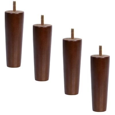 LUOFDCLDDD Furniture LegsPack of 4 Solid Wood Sofa Legs,Rubber Woodniture Legs,Replacement Armchair Feet,Wood Cabinets Leg,For Tv Cabinet,Dresser,Coffee Table,With M10 Threaded Rod,Walnut/Straight/10