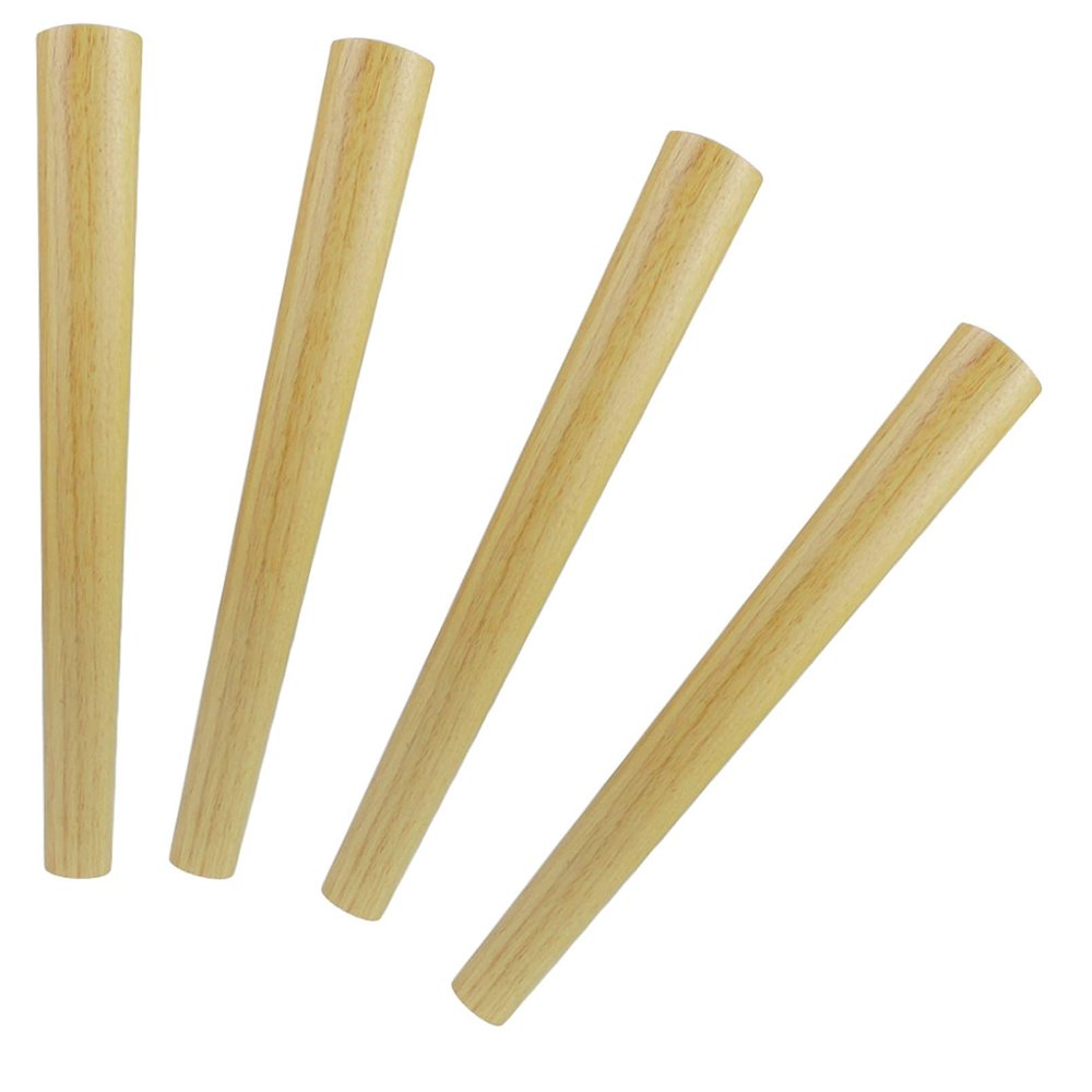 LUOFDCLDDD Furniture LegsSet of 4 Solid Woodniture Legs,Tapered Dresser Legs,Rubber Wood Sofa Replacement Legs,Cabinets Legs,For Couch,Bed,Armchair,With 7X7Cm Mounting Plate and Screws,Wood Color/Str