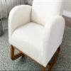 Accent Rocking Chair with Solid Wood Frame, Mid-Century Rocking Armchair with Side Pocket for Kinds, Adults for Living Room, Nursery, Playroom, Bedroom, Apartment (White) view 4