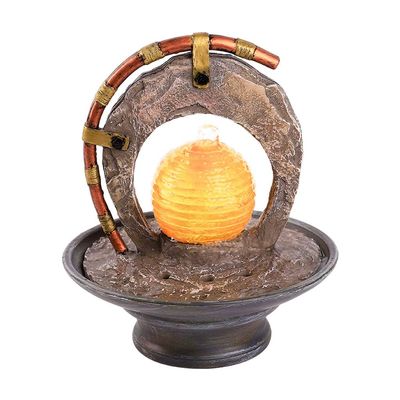 KKNH Relaxation Fountain Tabletop Fountain Artificial Stone Desktop Fountain Lucky Fengshui Humidifier Waterfall Landscape Creative Decor 10.23 Inches Quiet Soothing Sound of Water
