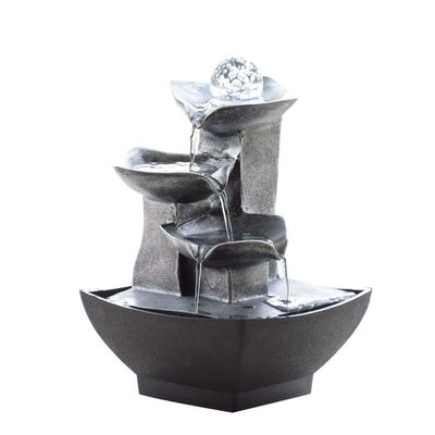 KKNH Relaxation Fountain Tabletop Fountain 9.45 Inches High Resin 3-Layer Desktop Fountain Soothing Indoor Waterfall Home Decoration Quiet Soothing Sound of Water