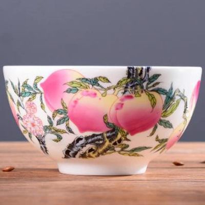13cm Chinese Jingdezhen Ceramic Bowl Peach Pattern Bowl Fruit Salad Bowl Tableware