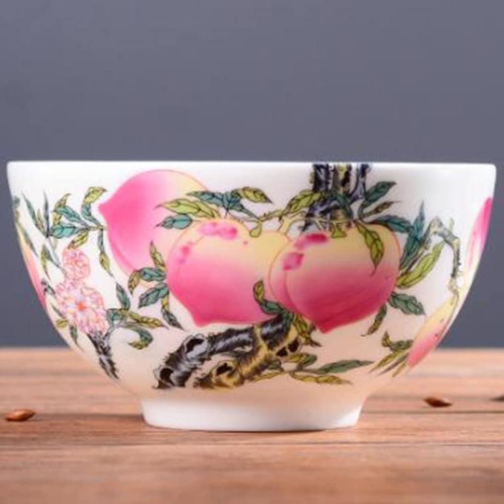 13cm Chinese Jingdezhen Ceramic Bowl Peach Pattern Bowl Fruit Salad Bowl Tableware