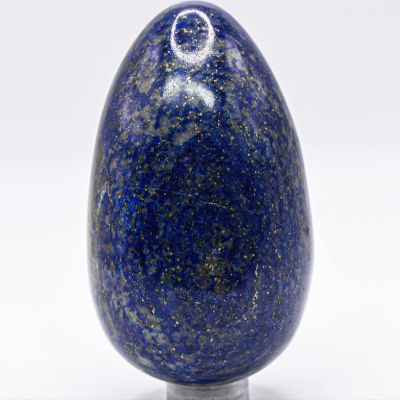 2.7" 205g Rich Blue Lapis Lazuli w/Iron Pyrite Egg Polished Natural Sparkling Gemstone Crystal Mineral Specimen - Afghanistan + Stand