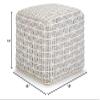 Pemberly Row Boho Square Pouf in Light Blue and White Handloom Woven Pattern view 2
