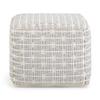 Pemberly Row Boho Square Pouf in Light Blue and White Handloom Woven Pattern view 3