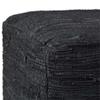 Pemberly Row Square Pouf, Woven Genuine Leather Upholstery, Black Finish, 18 in x 18 in x 14 in, Boho Contemporary Style, Versatile Foot Stool or Accent Furniture for Living Room, Bedroom view 3